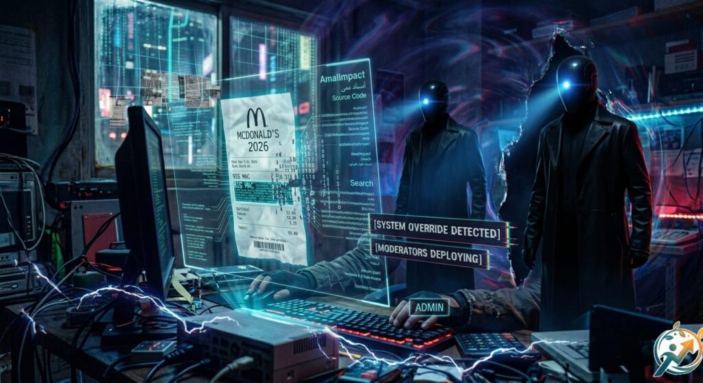 Cyberpunk action scene in Neo-Seoul showing a system override and moderators deploying against Kael in Samsara