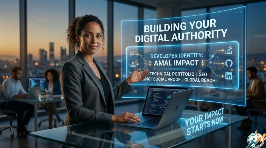 A professional developer building digital authority and personal branding for tech experts at Amal Impact.